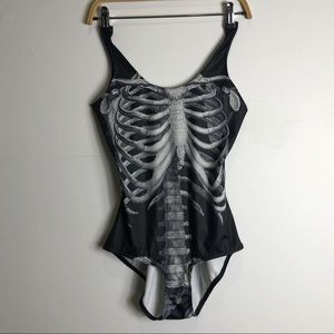 Black milk skeleton swim body suit